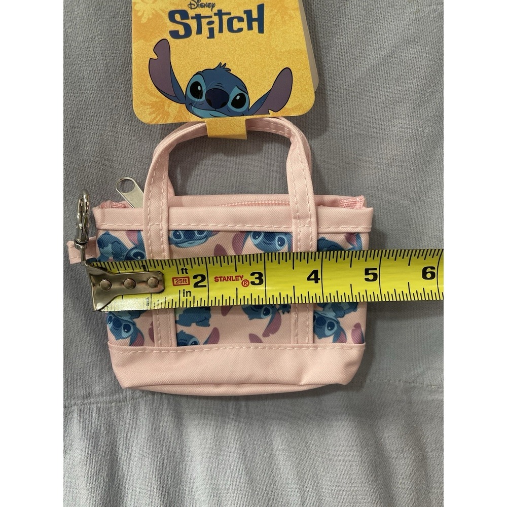 NEW Walt Disney Stitch Mini Tote Bag Keychain & Flavored Lip Gloss Keychain Set - Picture 4 of 7